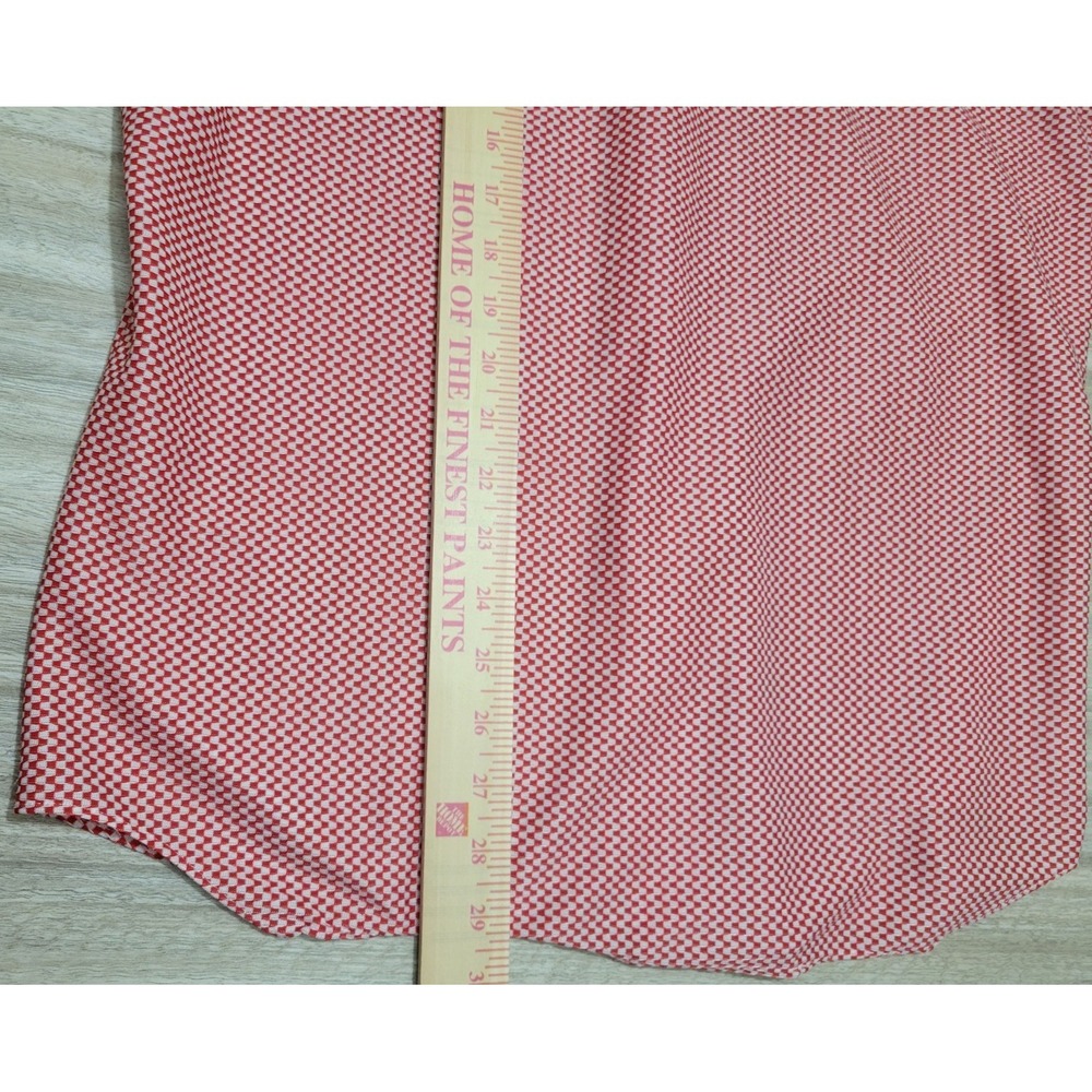 William Gary Vtg 70s Red & White Geometic Checkerboard Boho Disco Luxury Shirt - Picture 8 of 9